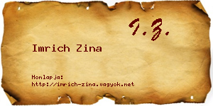Imrich Zina névjegykártya